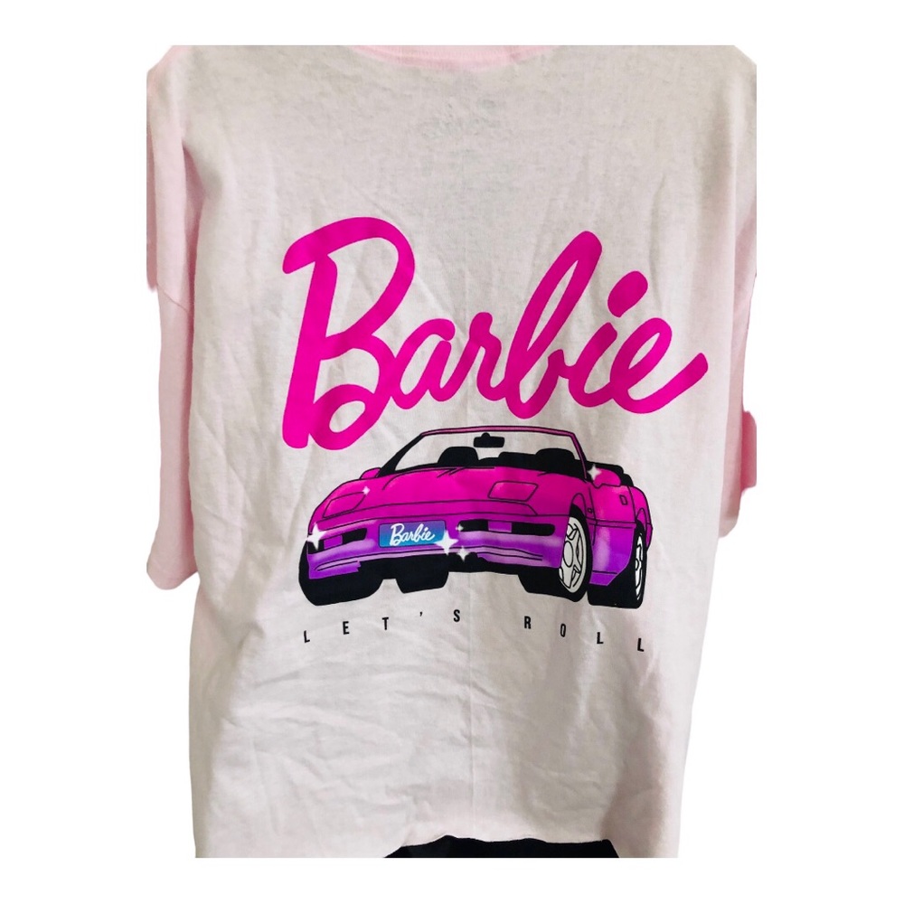 Barbie pink graphic print Barbie corvette t-shirt size XL new - Picture 13 of 16